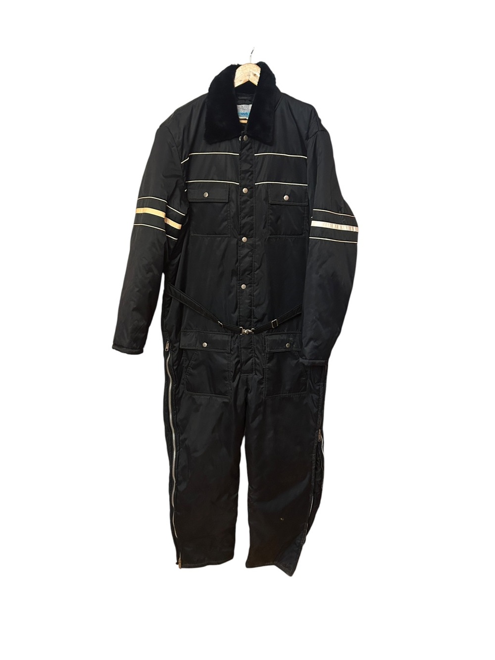 Vintage Sears Work Leisure Nylon Insulated Hooded Coveralls Jumpsuit Snow 48Tall - Picture 4 of 9